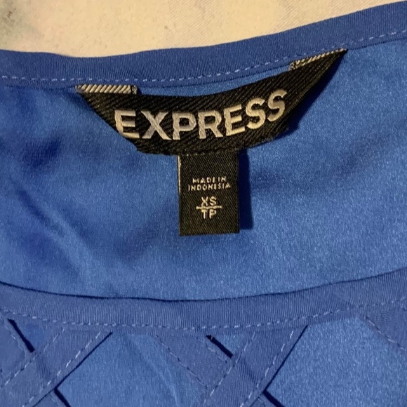 Express Blue Criss-Cross Tee Blouse - Picture 2 of 5